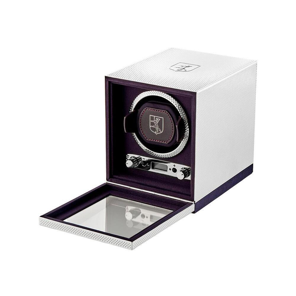 WOLF Silver Single Watch Winder with Cover in Metal Plating, 190003